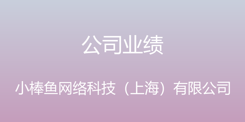 公司业绩 - 小棒鱼网络科技（上海）有限公司